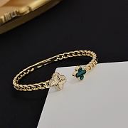 Colestore Van Cleef & Arpels Alhambra Open Cuff Bracelet Yellow Gold & Green Clover Motif - 4