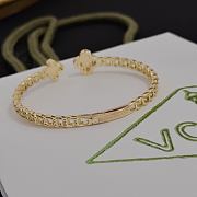 Colestore Van Cleef & Arpels Alhambra Open Cuff Bracelet Yellow Gold & Green Clover Motif - 5