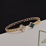 Colestore Van Cleef & Arpels Alhambra Open Cuff Bracelet Yellow Gold & Green Clover Motif - 3