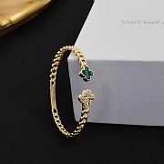 Colestore Van Cleef & Arpels Alhambra Open Cuff Bracelet Yellow Gold & Green Clover Motif - 2