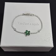 Colestore Van Cleef & Arpels Inspired Emerald Flower Diamond Tennis Bracelet - 1