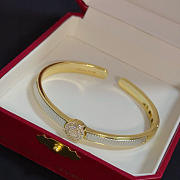 Colestore Cartier Inspired Yellow Gold Diamond Bangle with Pavé Center Motif - 5