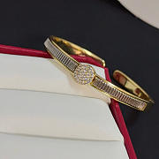 Colestore Cartier Inspired Yellow Gold Diamond Bangle with Pavé Center Motif - 4