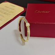 Colestore Cartier Inspired Yellow Gold Diamond Bangle with Pavé Center Motif - 3
