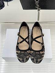 Colestore Dior Very Dior Ballet Flat Transparent Mesh Embroidered with Black Millefiori Motif - 4