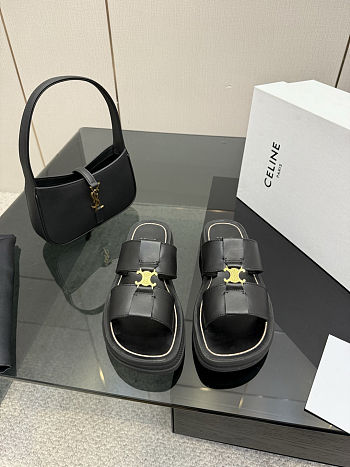 Colestore Celine Clea Mule In Calfskin Black