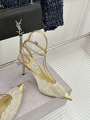 Colestore Jimmy Choo White Jimmy Choo Lace Pumps with Metal Lace Detail White / light gold - 6