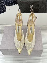 Colestore Jimmy Choo White Jimmy Choo Lace Pumps with Metal Lace Detail White / light gold - 5