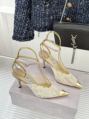 Colestore Jimmy Choo White Jimmy Choo Lace Pumps with Metal Lace Detail White / light gold - 4