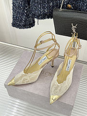 Colestore Jimmy Choo White Jimmy Choo Lace Pumps with Metal Lace Detail White / light gold - 3