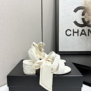 Colestore Chanel Quilted Lambskin Sandals With Scarf Detail  White - 1