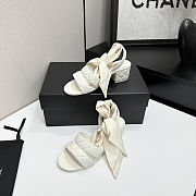 Colestore Chanel Quilted Lambskin Sandals With Scarf Detail  White - 6