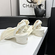 Colestore Chanel Quilted Lambskin Sandals With Scarf Detail  White - 2