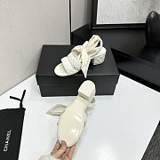 Colestore Chanel Quilted Lambskin Sandals With Scarf Detail  White - 4