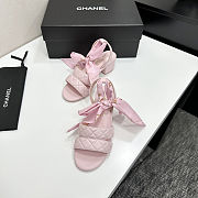 Colestore Chanel Quilted Lambskin Sandals With Scarf Detail  Pink - 5
