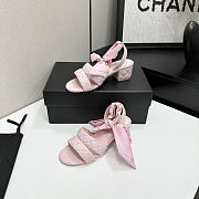Colestore Chanel Quilted Lambskin Sandals With Scarf Detail  Pink - 2