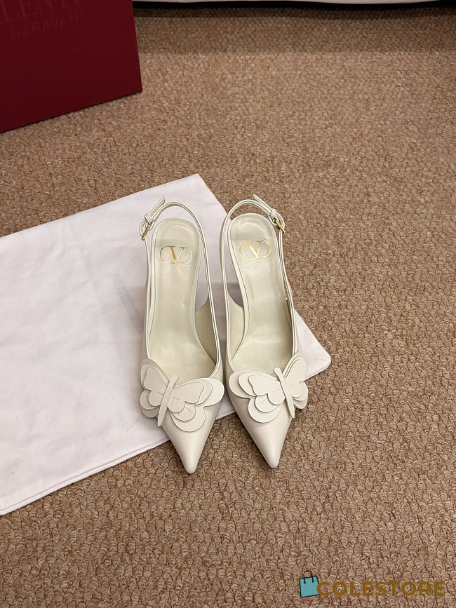 Colestore Valentino Garavani VLogo Slingback Pumps With Butterfly Appliqué Ivory - 1
