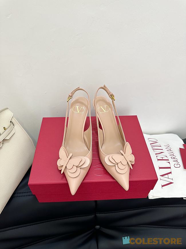 Colestore Valentino Garavani VLogo Slingback Pumps With Butterfly Appliqué Nude Pink - 1