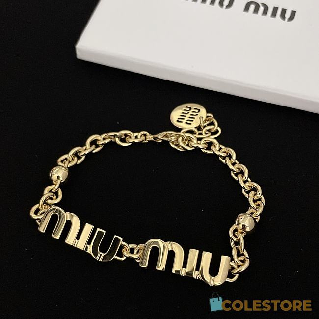 Colestore Miu Miu Gold Logo Chain Bracelet - 1