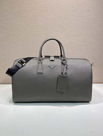 Colestore  Prada Bamboo/cork Beige Saffiano Leather Travel Bag 50x27.5x25cm