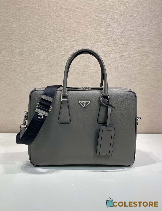 Colestore  Prada Bamboo/cork Beige Saffiano Leather Briefcase 38x28x6.5cm - 1