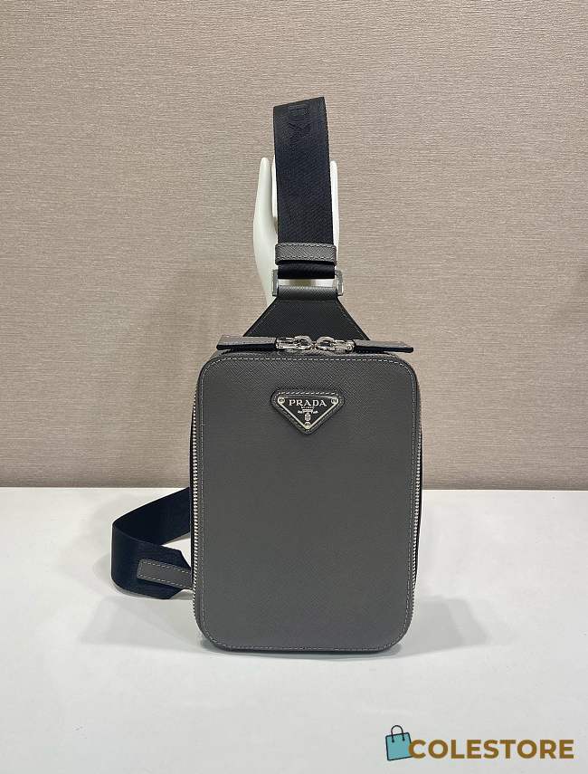 Colestore  Prada Smoky Gray Prada Brique Saffiano Leather Bag14x20x5cm - 1
