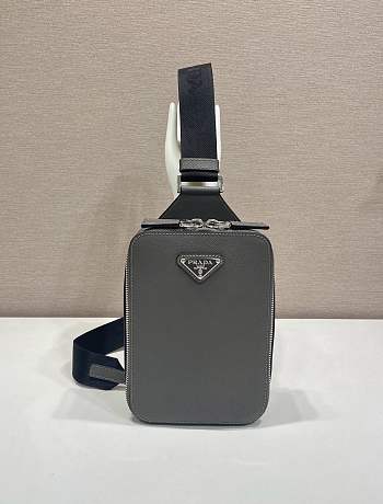 Colestore  Prada Smoky Gray Prada Brique Saffiano Leather Bag14x20x5cm