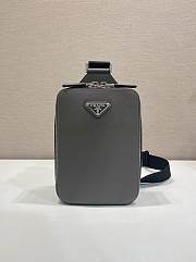 Colestore  Prada Smoky Gray Prada Brique Saffiano Leather Bag14x20x5cm - 3