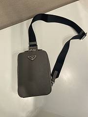 Colestore  Prada Smoky Gray Prada Brique Saffiano Leather Bag14x20x5cm - 2