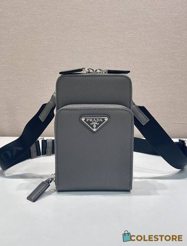 Colestore  Prada Smoky Gray Saffiano Leather Smartphone Case 12x18x4cm - 1