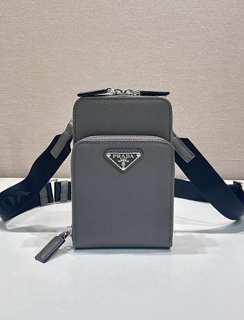 Colestore  Prada Smoky Gray Saffiano Leather Smartphone Case 12x18x4cm