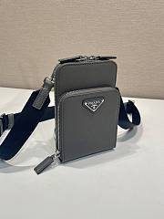 Colestore  Prada Smoky Gray Saffiano Leather Smartphone Case 12x18x4cm - 2
