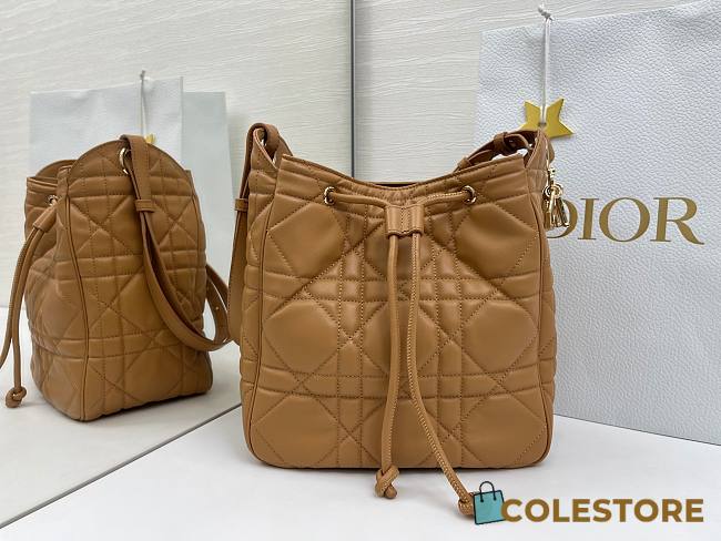Colestore  Dior Medium D-Motion Bag Light Gold-Tone Macrocannage Lambskin 23 x 24 x 13cm - 1