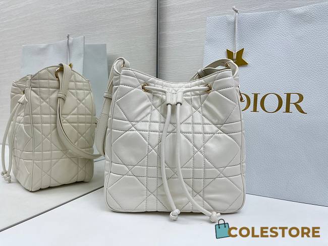 Colestore  Dior Medium D-Motion Bag Ivory Macrocannage Lambskin 23 x 24 x 13cm - 1