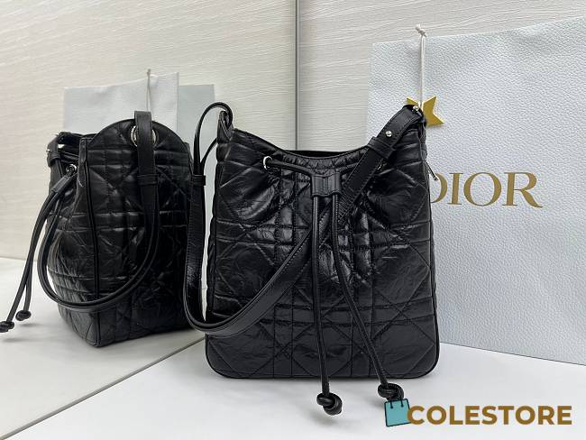 Colestore  Dior Medium D-Motion Bag Black Macrocannage Lambskin 23 x 24 x 13cm - 1