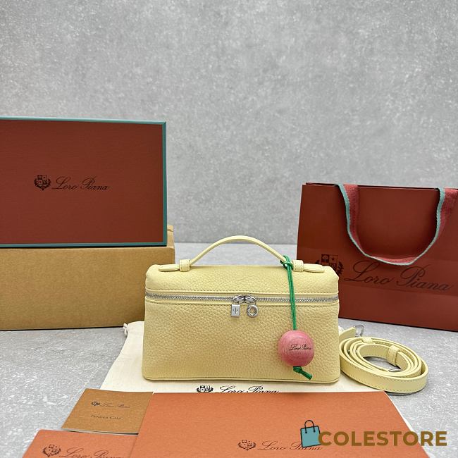 Colestore Loro Piana Extra Pocket L19  Grained Calfskin Yellow 19x8x12cm - 1