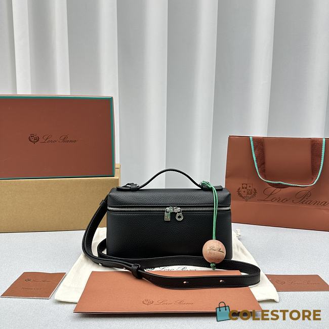 Colestore Loro Piana Extra Pocket L19  Grained Calfskin  Black/Sun Gold 19x8x12cm - 1