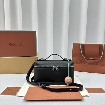 Colestore Loro Piana Extra Pocket L19  Grained Calfskin  Black/Sun Gold 19x8x12cm