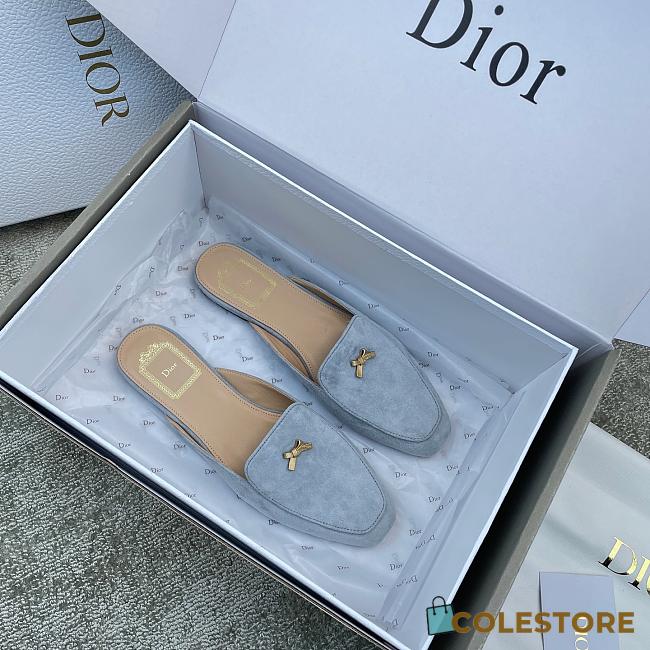 Colestore Dior Baby Bow Mule Sky Blue Suede Goatskin - 1