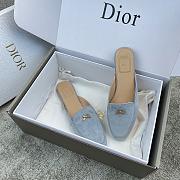 Colestore Dior Baby Bow Mule Sky Blue Suede Goatskin - 4