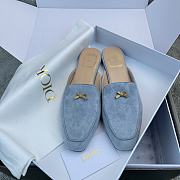 Colestore Dior Baby Bow Mule Sky Blue Suede Goatskin - 3