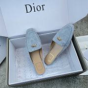 Colestore Dior Baby Bow Mule Sky Blue Suede Goatskin - 2
