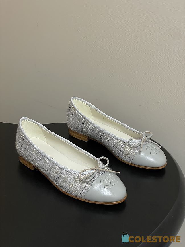 Colestore Chanel Ballerina Shoes Tweed & Gray, Black & White - 1