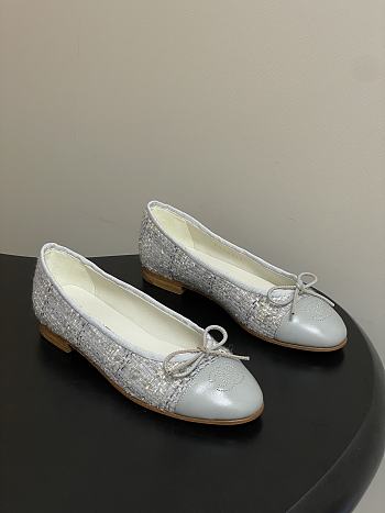 Colestore Chanel Ballerina Shoes Tweed & Gray, Black & White