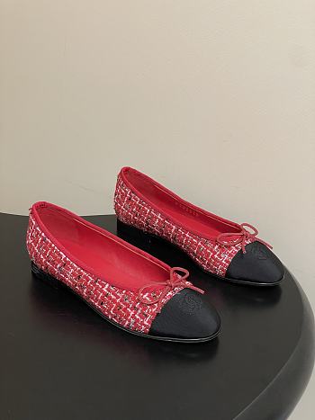 Colestore Chanel Ballerina Shoes Tweed & Red, Black & White
