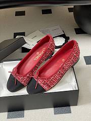 Colestore Chanel Ballerina Shoes Tweed & Red, Black & White - 6