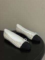 Colestore Chanel Ballerina Shoes Tweed White & Black - 1