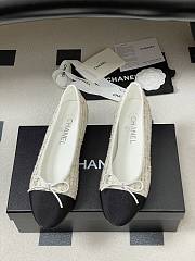 Colestore Chanel Ballerina Shoes Tweed White & Black - 6