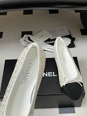 Colestore Chanel Ballerina Shoes Tweed White & Black - 4