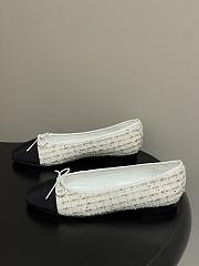 Colestore Chanel Ballerina Shoes Tweed White & Black - 3